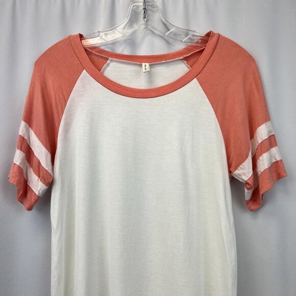 Mai Soli Womens Ivory Coral Short Sleeve Round Neck Pullover T-Shirt Size Small - Picture 3 of 10